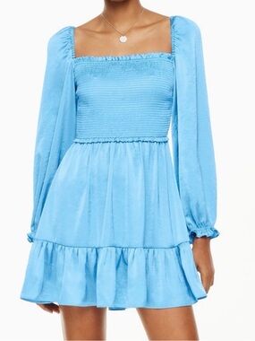 ARITZIA WILFRED SIZE S SATIN BLUE TEMPEST MINI DRESS